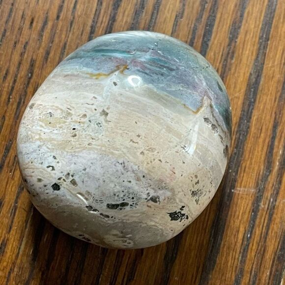 Ocean Jasper palm stone crystal natural druzy white yellow red banding banded gr - Picture 3 of 9